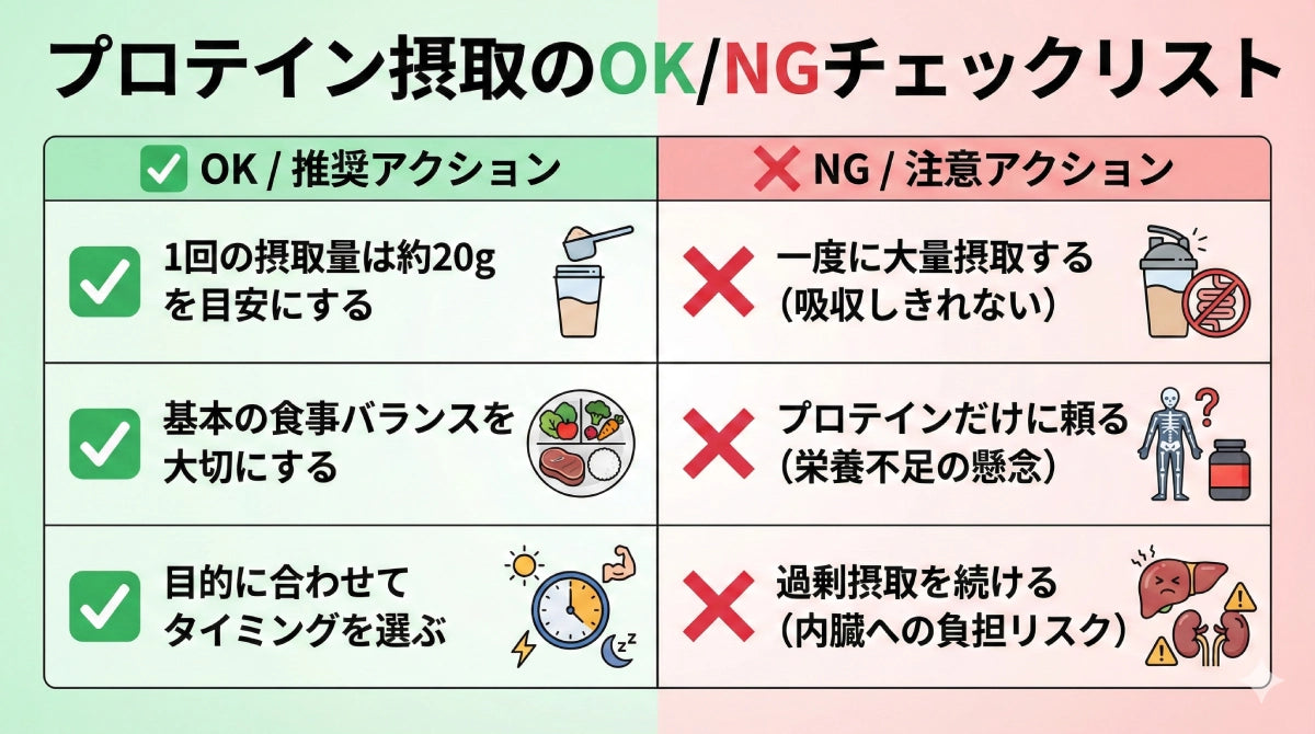 プロテイン摂取のOK・NGチェックリストと注意点